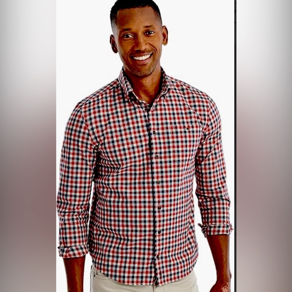 NWT-3XL MENS SOFT BLUE & RED CLASSIC PLAID‎ BUTTON DOWN FLANNEL